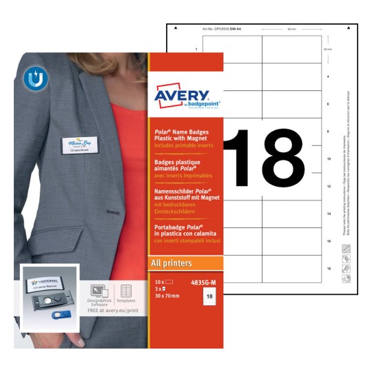 Polar® Name Badges - Plastic with Magnet 4835G-M