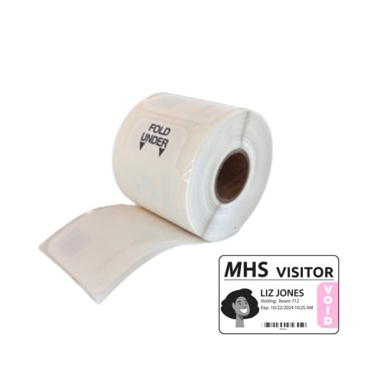 Roll of Self-Adhesive Visitor Badges with Expiring Tabs 4851E-THR