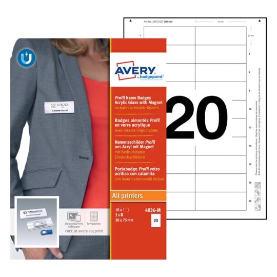 Profil® Name Badges - Acrylic Glass with Magnet 4836-M