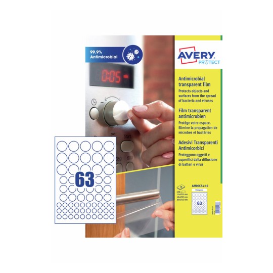 Antimicrobial-Coated Stickers A4 - Mixed Circles AM00CA4-10 Content: 630 Labels / 10 Sheets