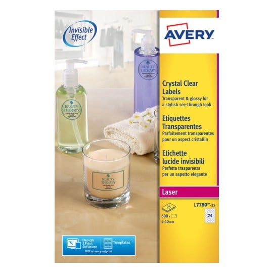 Round Crystal Clear labels L7780-25