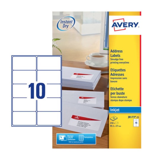 Address Labels, J8173-25 J8173-25 Content: 250 Labels / 25 Sheet