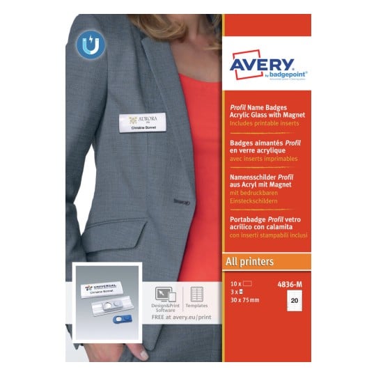 Profil® Name Badges - Acrylic Glass with  Magnet 4836-M