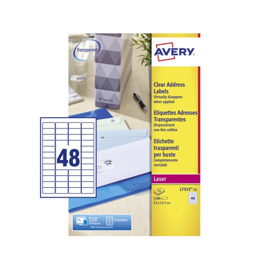 Avery Removable Labels 48 Per Sheet White (Pack of 1200) L4736REV-25