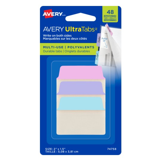 12 Repositionable Tabs 74770 Avery Note Ultra Tabs 3 x 3.5 Two-Side Writable Neon Pink/Green 