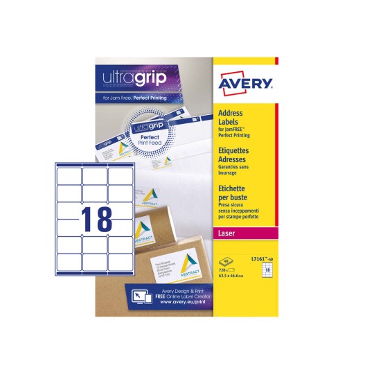 New Genuine J8161 Avery Self Adhesive 720 Sticky Address Labels 63.5 x 46.6mm 