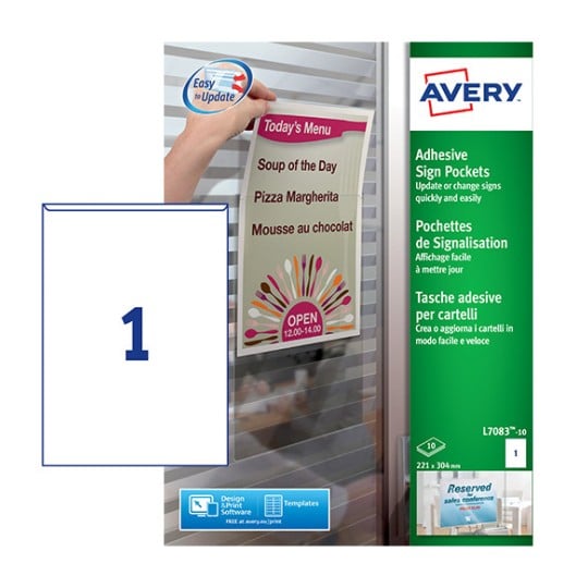 Sign Pockets, l7083, 10 L7083-10 Content: 10 Labels / 10 Sheet