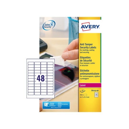 Anti-Tamper Labels L6113-20 L6113-20 Content: 960 Labels / 20 Sheet