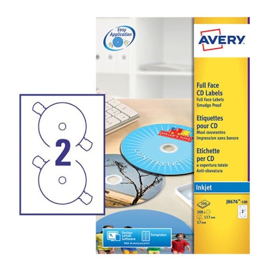 CD Labels J8676-100 Content: 200 Labels / 100 Sheet