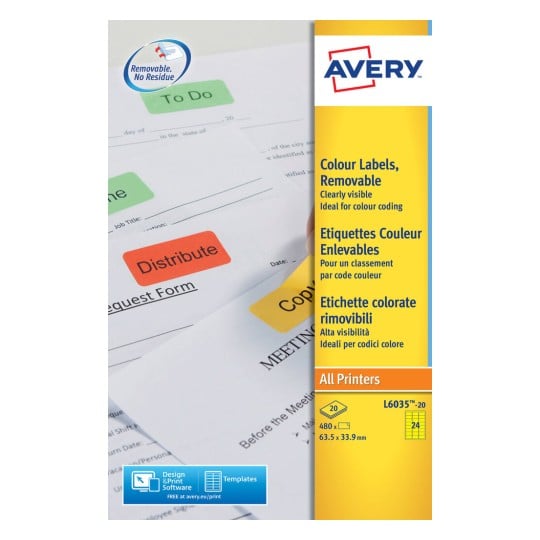 Coloured Labels, L6035, 20 sheets L6035-20