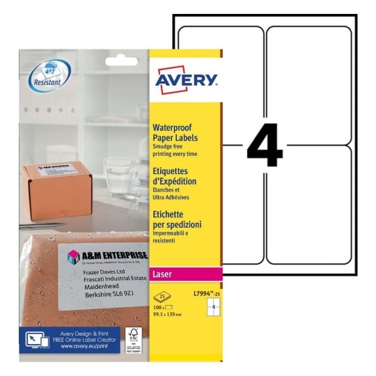 Parcel Labels L7994-25 Content: 100 Labels / 25 Sheet