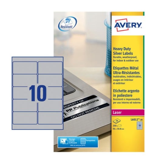 Resistant labels L6012-20 Content: 200 Labels / 20 Sheet