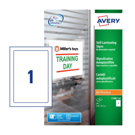 Self-Laminating Signs L7087-10 Content: 10 Labels / 10 Sheet