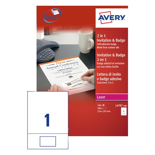 2-in-1 Invitation & Name Badge L4797-100 Content: 100 Labels / 100 Sheet