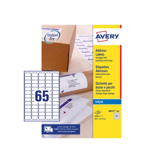 Mini Address Labels, J8651-100 J8651-100 Content: 6500 Labels / 100 Sheet