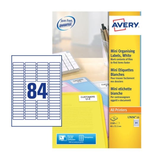 Mini Multipurpose Labels, L7656-25 L7656-25 Content: 2100 Labels / 25 Sheet