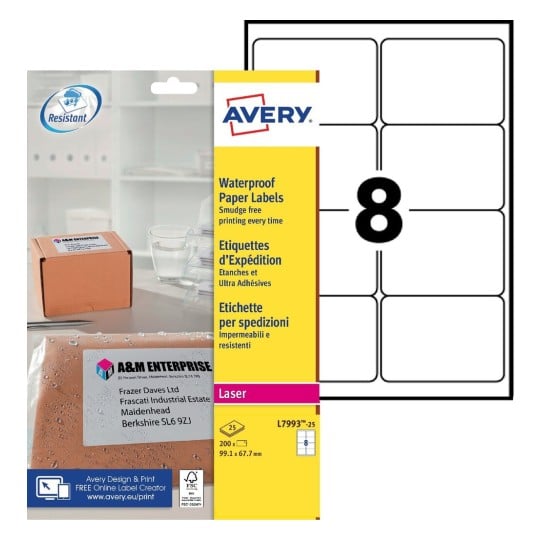 Parcel Labels L7993-25 Content: 200 Labels / 25 Sheet