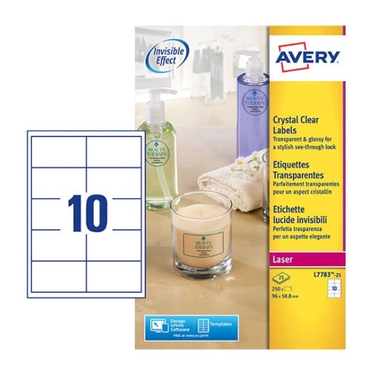 Crystal Clear labels L7783-25 Content: 250 Labels / 25 Sheet