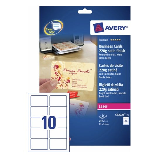 Business Cards C32025-25 Content: 250 Cards / 25 Sheet
