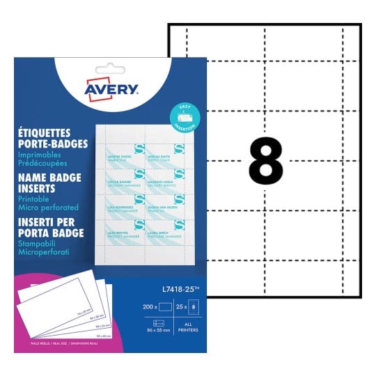 Name Badge Inserts L7418-25 Content: 200 Labels / 25 Sheet