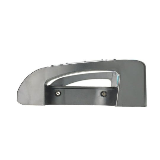 The image features a gray stapler, showcasing its sleek design and handle. The stapler is viewed from the side, highlighting its contours and fastening mechanism.