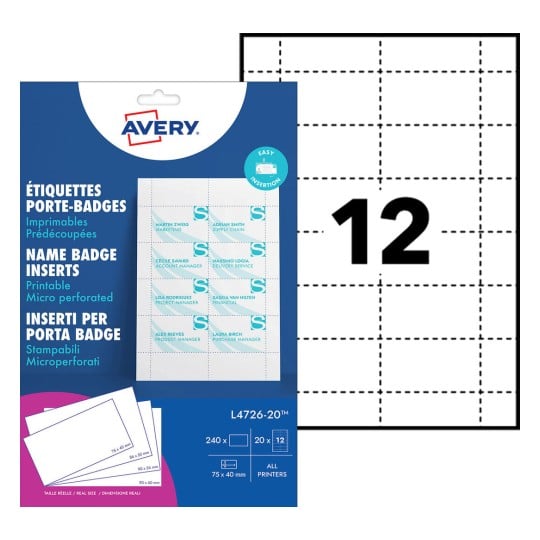 Microperforated Printable Inserts L4726-20 Content: 240 Labels / 20 Sheet