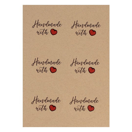 Handmade with Love Round Kraft Stickers AHL01 40 mm