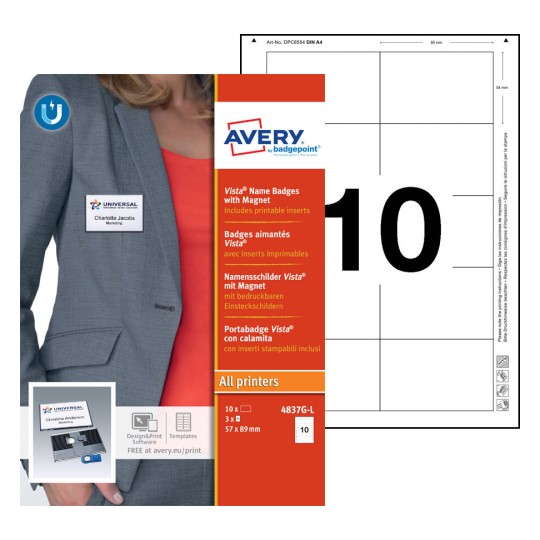 Vista® Name Badges - Plastic with Magnet 4837G-L
