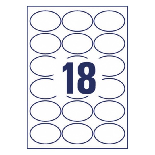 Oval Glossy labels J8102-10 63.5 x 42.3 mm