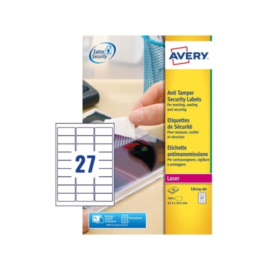 Anti-Tamper Labels L6114-20 L6114-20 Content: 540 Labels / 20 Sheet