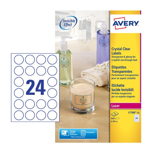 Round Crystal Clear labels L7780-25