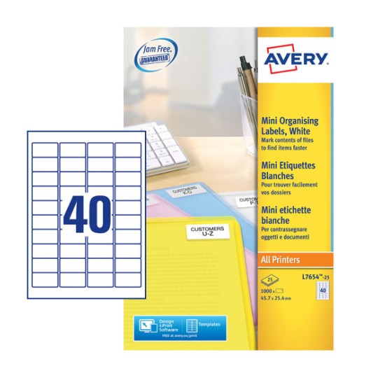 Mini Multipurpose Labels L7654-25 Content: 1000 Labels / 25 Sheet