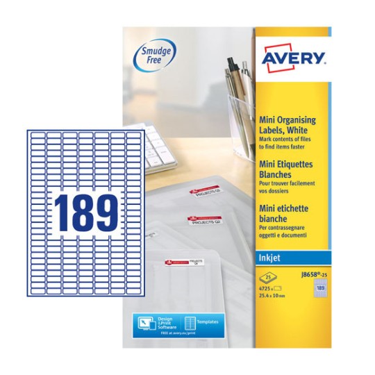 Mini Multipurpose Labels J8658-25 Content: 4725 Labels / 25 Sheet