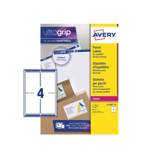 UltraGrip Parcel Labels L7169-10 Content: 40 Labels / 10 Sheets