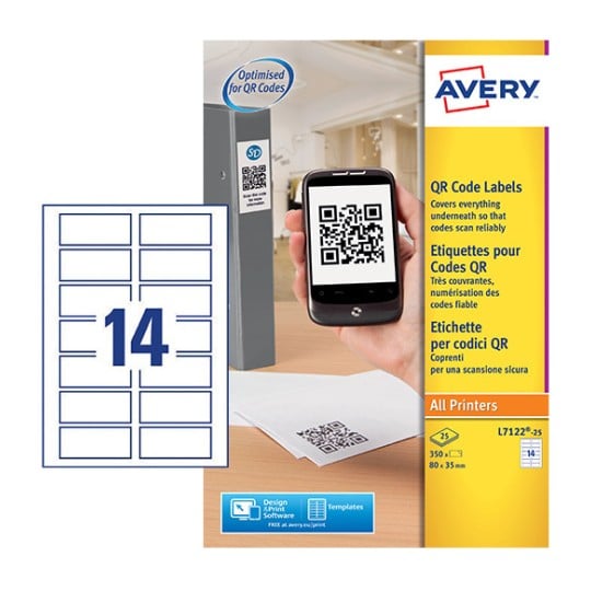 QR Code Labels L7122-25 Content: 350 Labels / 25 Sheet