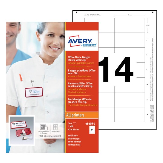 Office Name Badges - Plastic with Clip 4840R-L