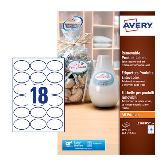 Glossy labels L7101REV-20 Content: 360 Labels / 20 Sheet