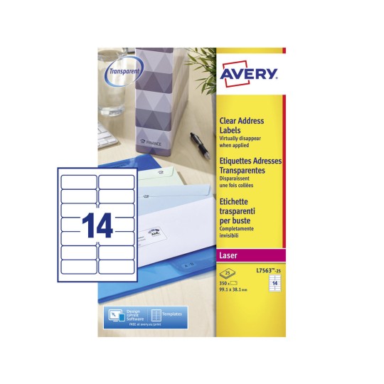 Avery 3653-100 – Boite de 1400 étiquettes adresses autocollantes – 105x42,3  mm – Blanc