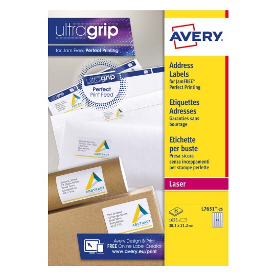 Mini Address Labels 38.1 x 21.2 mm, Laser, white