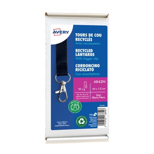 10 black recycled lanyards with trigger clip  4842N