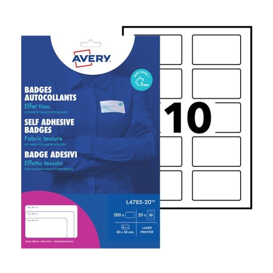 Self Adhesive Name Badges, l4785, 20 L4785-20 Content: 200 Labels / 20 Sheet