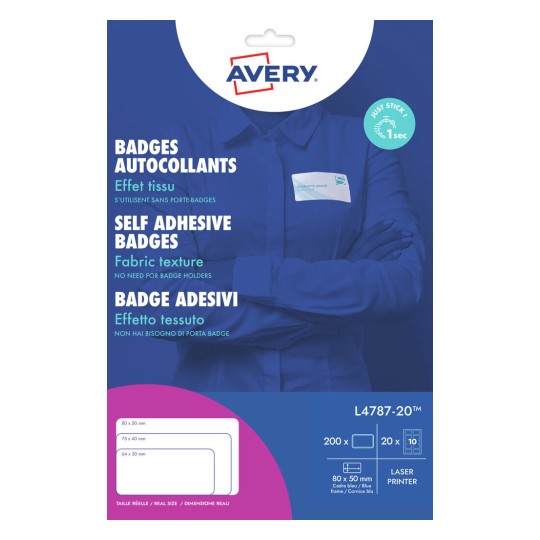 Self Adhesive Name Badges, l4787, 20 L4787-20