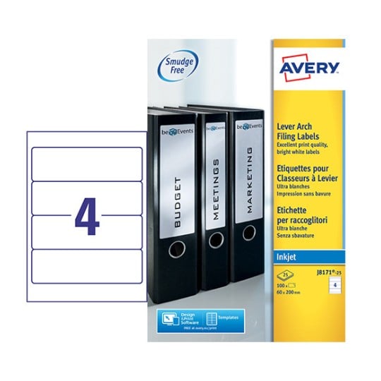 Filing Labels J8171-25 Content: 100 Labels / 25 Sheet