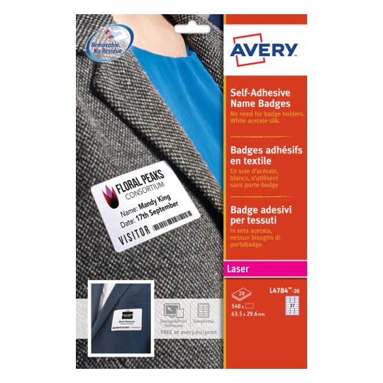 Self Adhesive Name Badges | L4784-20 | Avery