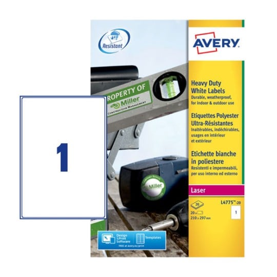Resistant labels L4775-20 Content: 20 Labels / 20 Sheet