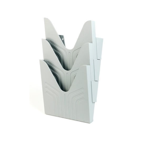 This is a gray document holder with multiple compartments for organizing documents or files.