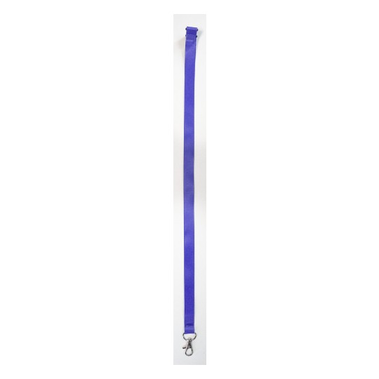 The image shows a long, smooth purple ribbon with a clip at one end. It is straight and flat, laid against a plain background.