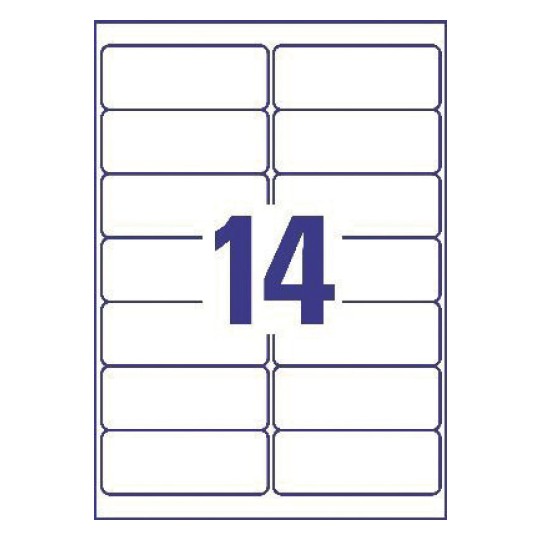 This is an image of a label with the number 14 in the center, surrounded by empty boxes.