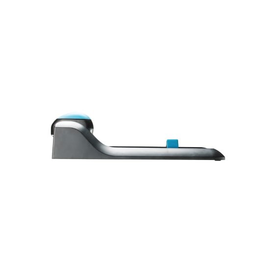 The image shows an adhesive tape with a modern design and attractive colors. It has a black base and a dispenser with a light blue top.