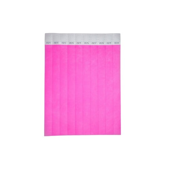 The image features several strips of pink paper with numbers printed on the top edge. These strips are commonly used for various organizational or labeling purposes.